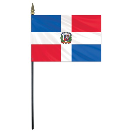 Global Flags Unlimited Dominican Republic Stick Flag with Seal 8"x12" 201657